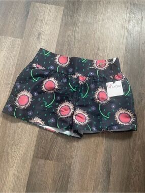 RED Valentino Black Floral-Print Women's Shorts